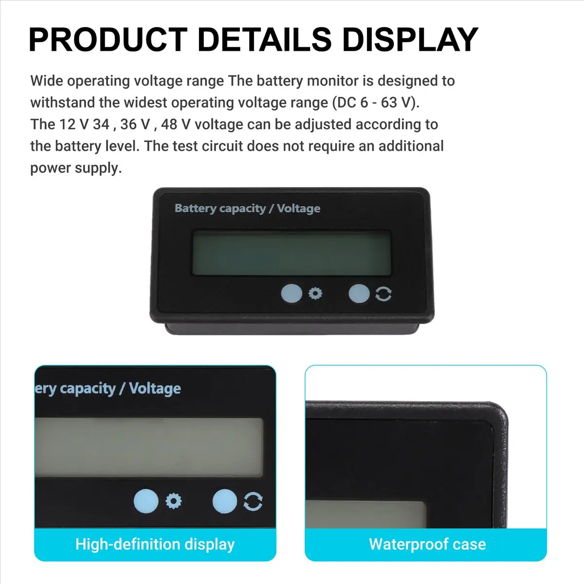 

Высококачественные измерительные приборы: ЖК-монитор-измеритель емкости аккумулятора, водонепроницаемый, 12В/24В/36В/48В, в наличии