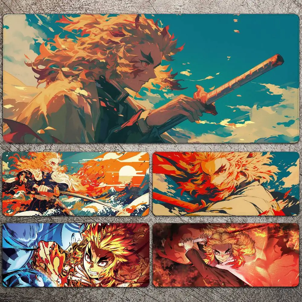 Rengoku Kyoujurou Demon Slayer Anime Mousepad Large Gaming Mouse Pad LockEdge Thickened Computer Keyboard Table Desk Mat