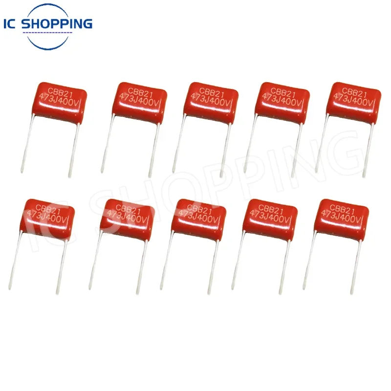 50PCS CBB21 CBB22 400V 473J 473 47NF 400V 400V473J Metallized Film Capacitor Polyester Film Capacitor P=10MM