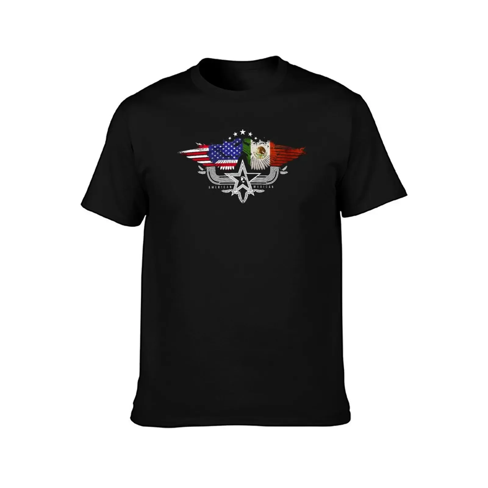 Mexican American Flag USA Mexico T-Shirt sweat cotton graphic tees Men's cotton t-shirt