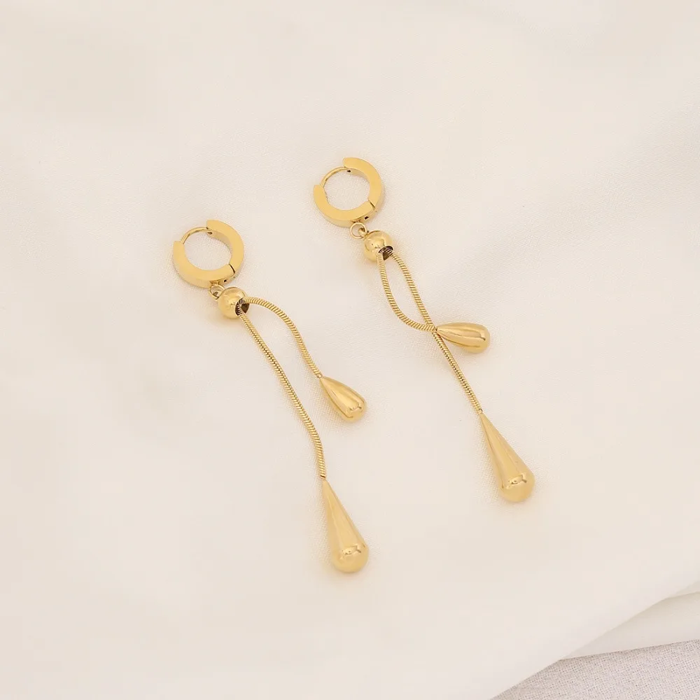 الفولاذ المقاوم للصدأ الذهب اللون قطرة الماء قلادة قلادة للنساء موضة المعادن سحب قابل للتعديل سلسلة قلادة مجوهرات هدية #6