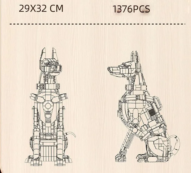 Idea Animals Baustein-Sets: Funktionierendes Polizeihund-Modell, Lehrreiches Spielzeug, Bausteine, Dobermann-Schreibtischdekoration als Geschenk – Detail 7