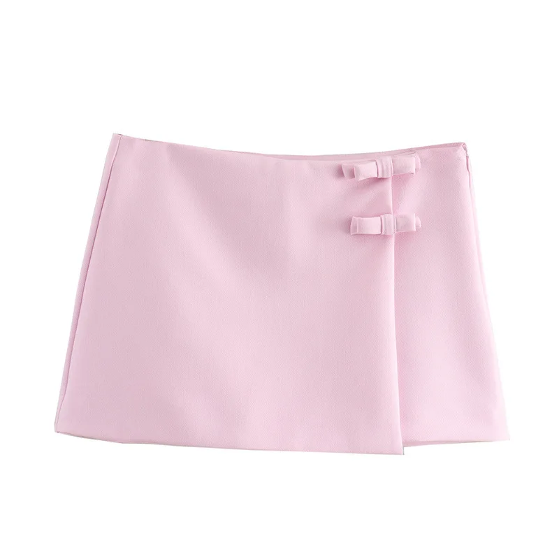 2025 Y2K Asymmetric Cyber Pink Low-Rise Skirt  Bralette Combo Fade-Resistant Streetwear + Crystal White Version