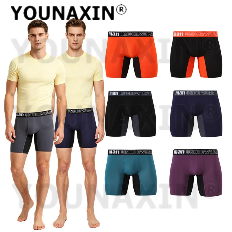 

6 Pcs Men's Big Size Boxers Briefs Sexy Underwear Panties Long Underpants Undies Open Crotch Sports Knickers 3XL 4XL 5XL 6XL 7XL