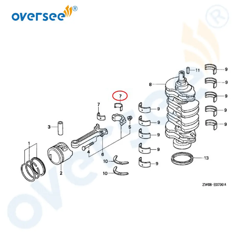 Roulement C 13213-PLM-A01 pour moteur hors-bord Honda Marine BF75, tige de conversion