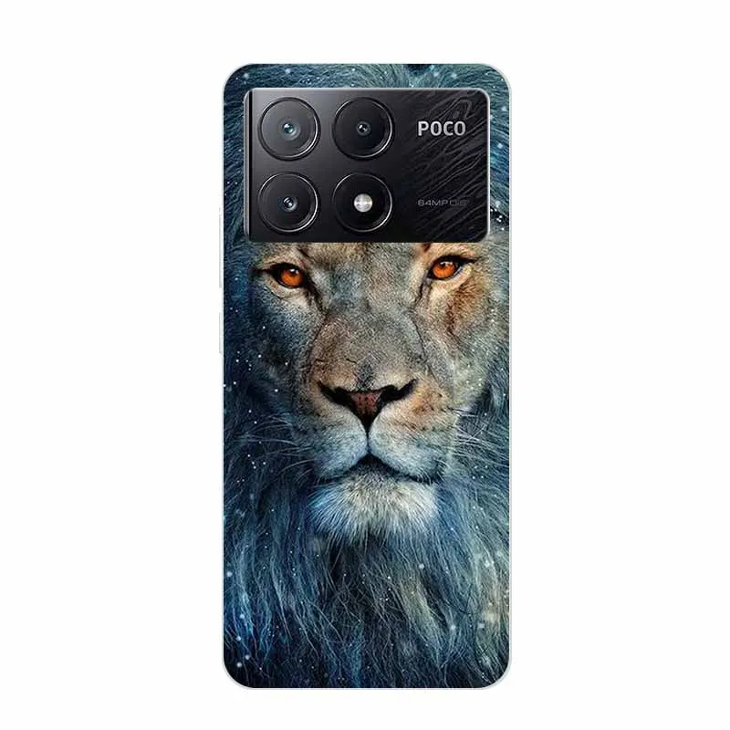 For Xiaomi Poco X6 Pro Phone Case Lion Wolf Tiger Clear Silicone Soft TPU Back Cover Case For Poco X6 Pro Case PocoX6 Pro K70e