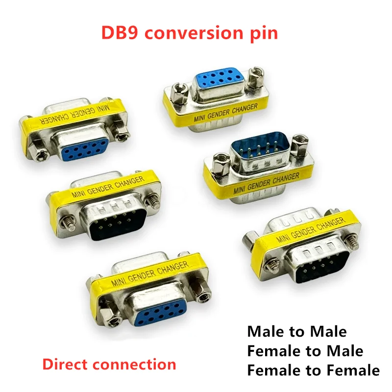 DB9 conversion pin, serial port conversion head, RS232 conversion head, female to female revolving female revolving male
