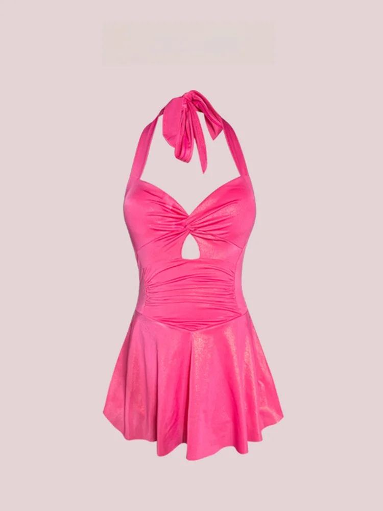 

Купальник-платье Rolekar бело-розовый, цельный, скрывающий живот, для горячих источников, для девочек