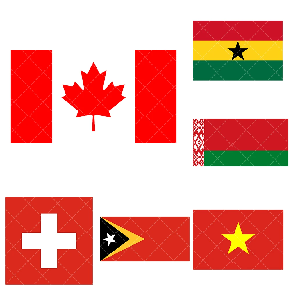 

National Flags of All Country Heat Transfer Stickers Iron On Clothes Bags DTF Vinyl Thermal Appliques Washable DIY Patches