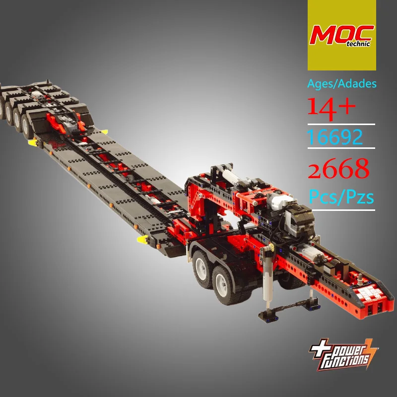 Custom MOC Perfect Large Low-Load Flatbed Trailer Technic Model - Trendy Educational Toys - Fun Building Game Set Holiday gifts