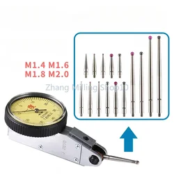 1 pz M1.4 M1.6 M1.8 M2 filettatura 2mm testa OD 15mm/44.5mm lunghezza rubino testa Pin Gauge micrometro punta leva quadrante indicatore di prova sonda