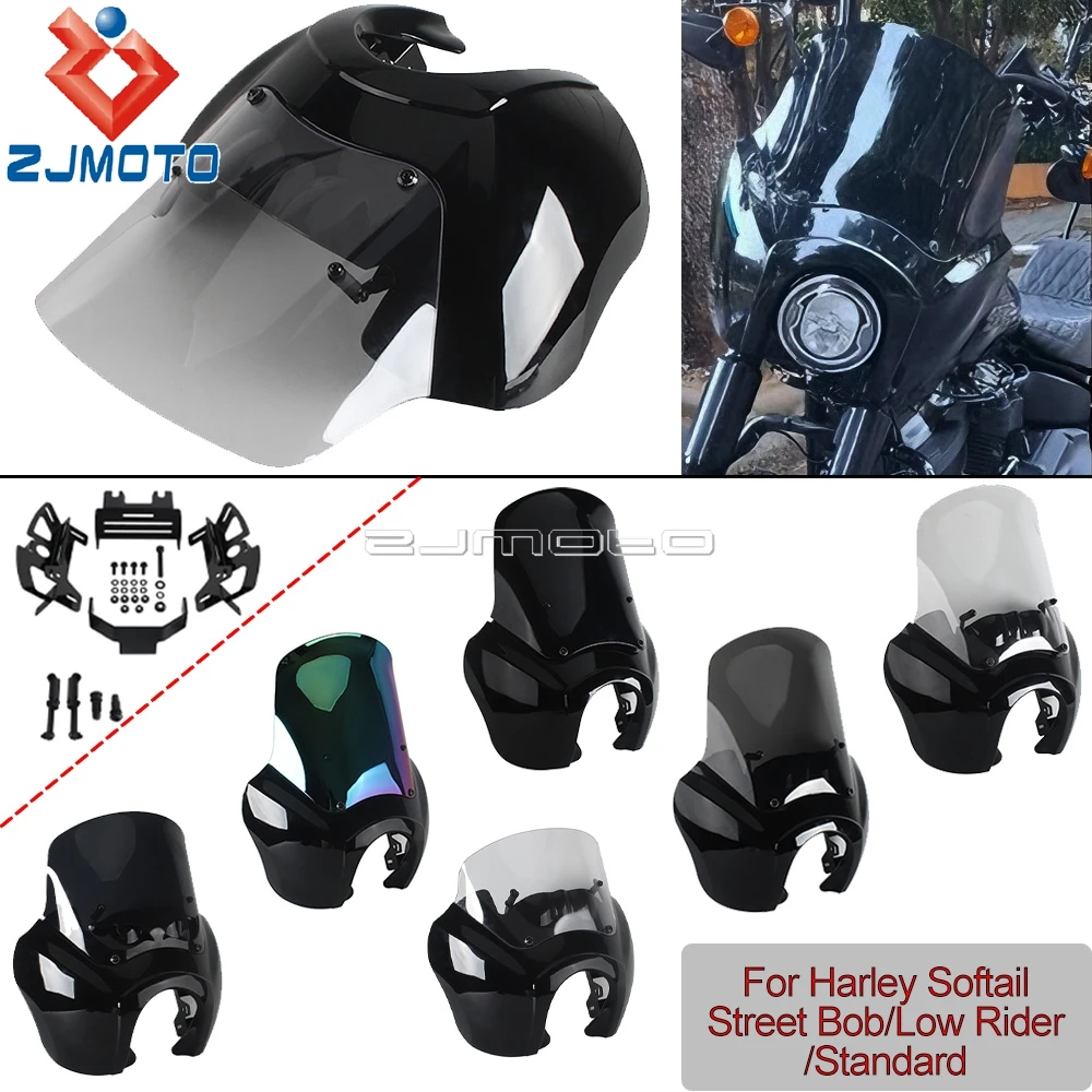 For Harley Softail Low Rider 107 FXLR 2018-2020 Motorcycle 9/12/15Inch Windshield Front Headlight Fairing For Baja LP6 LED Light view 2