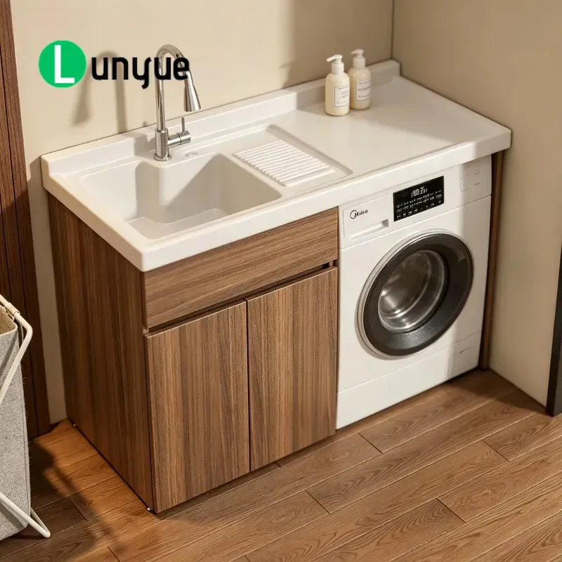 Luxury Waterproof Laundry Sink Cabinet Stylish Design for Modern Balcony Villa Hotel Apartment High End Residence Storage