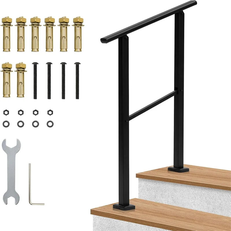 Poręcze schodów zewnętrznych, metalowe poręcze schodów z zestawem montażowym Pasują do stopni, zewnętrzne poręcze dla seniorów