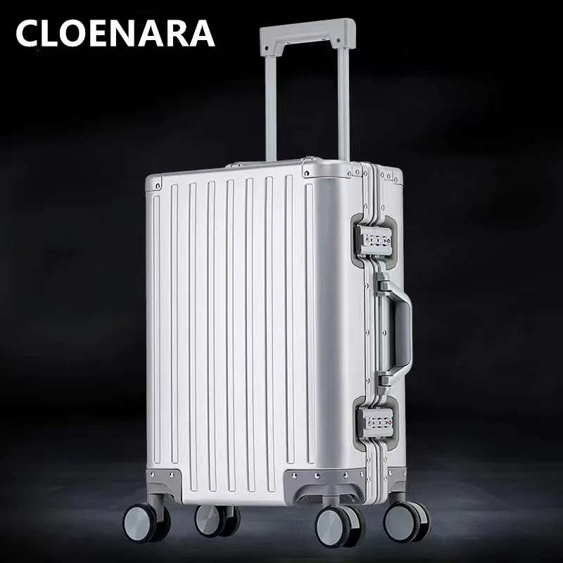 COLENARA New Suitcase 20 Inches Business Boarding Box Men's All Aluminum Magnesium Alloy Trolley Case 24 