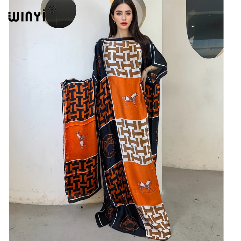 WINYI muslim african traditional dress for woman abaya dubai luxury Kaftan evening dress Elegant Maxi Length Dress beach covers