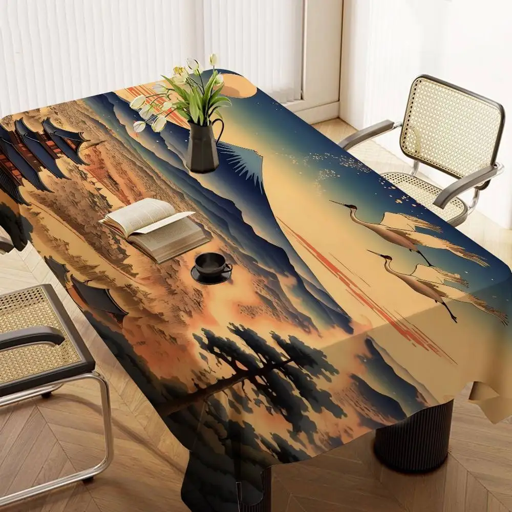 H-Hokusai O-Ohara K-Koson Japanese Art Pattern Tablecloths Summer Washable Picnic Party Rectangle Table Cover Home Dining Decor