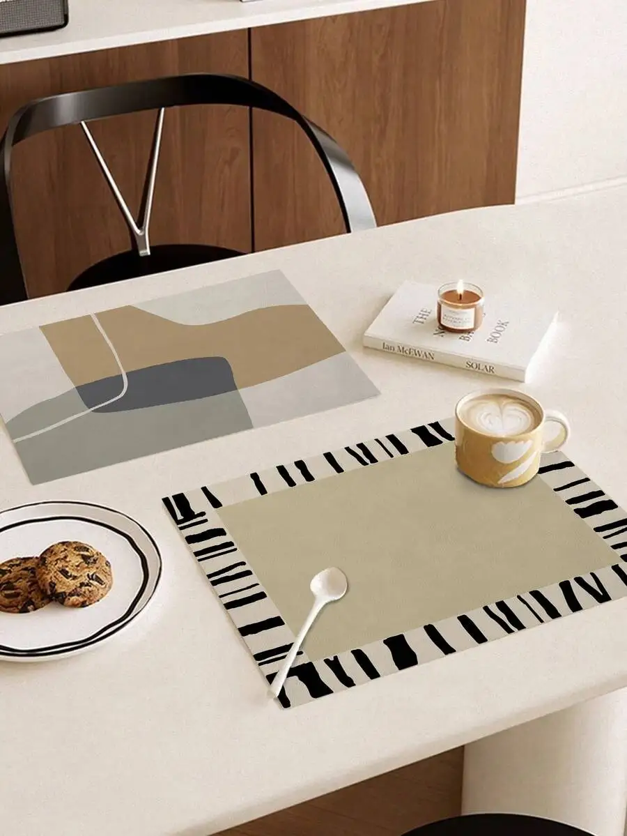 

1pc 30x45cm Abstract Pattern PU Leather-Look Placemat, Waterproof Oil-Resistant Dining Mat for Table Use