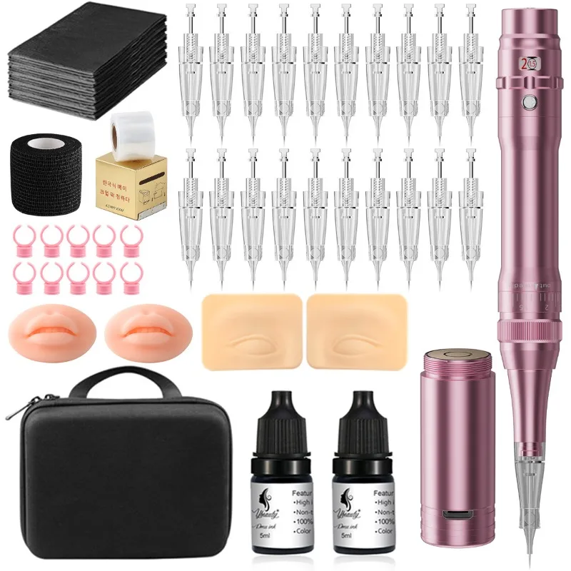 Rotary Tattoo Full Kit Portable Tattoos Machine Set Wireless Micropigmentation Guns Full Kits Women Permanent Makeup Accessory