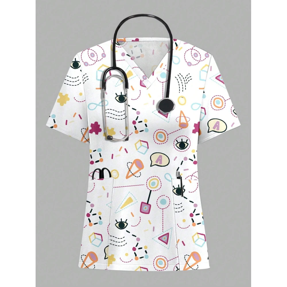 병원 티셔츠 캐주얼 짧은 소매 사랑 애완 동물 의사 작업복 의료 스크럽 간호 유니폼 외과 최고 약국 작업 의류