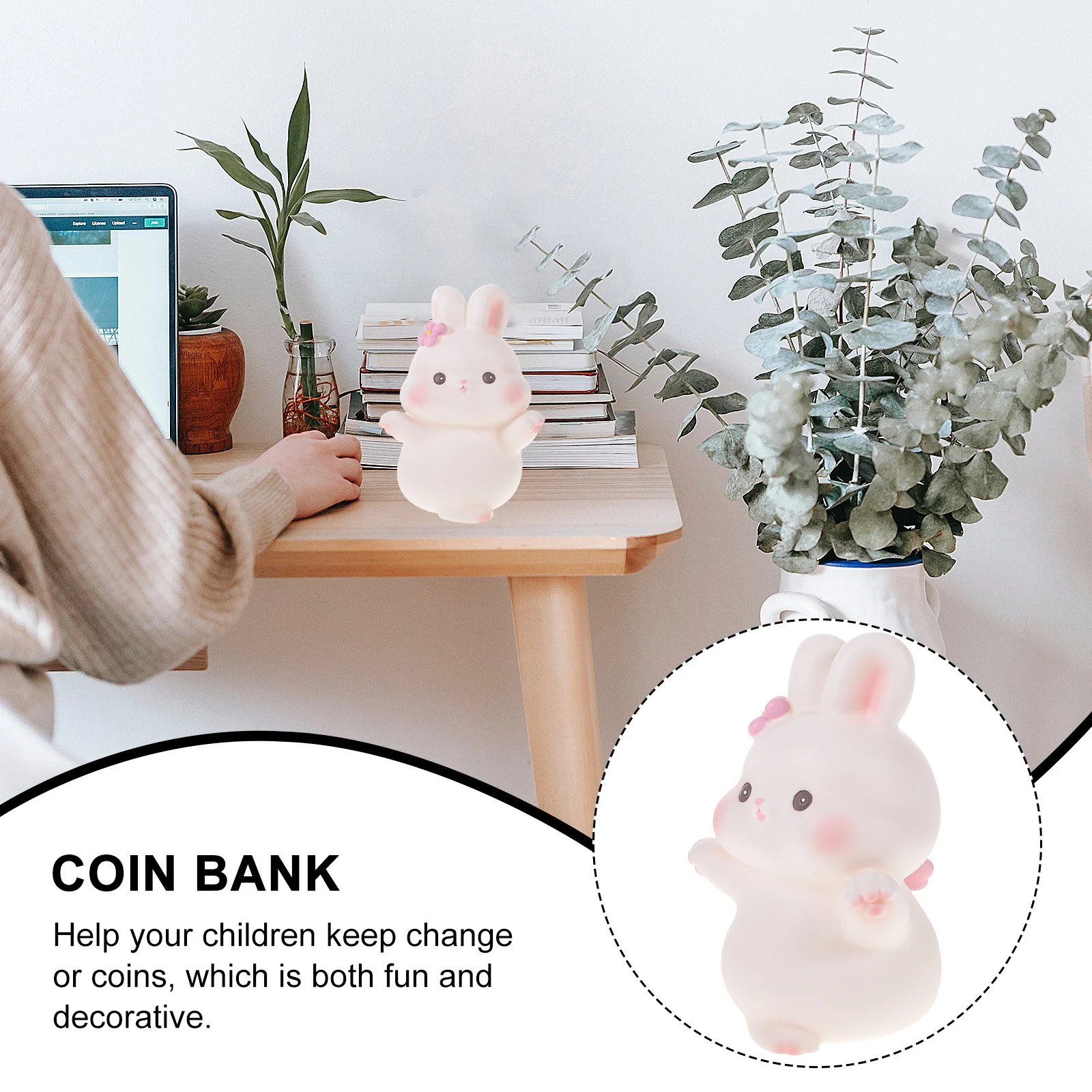 Rabbit Shaped Piggy Bank Creative Decorative Saving Bank for Desktop Bedroom Living Room Coin Container Rabbit Shaped Saving Pot