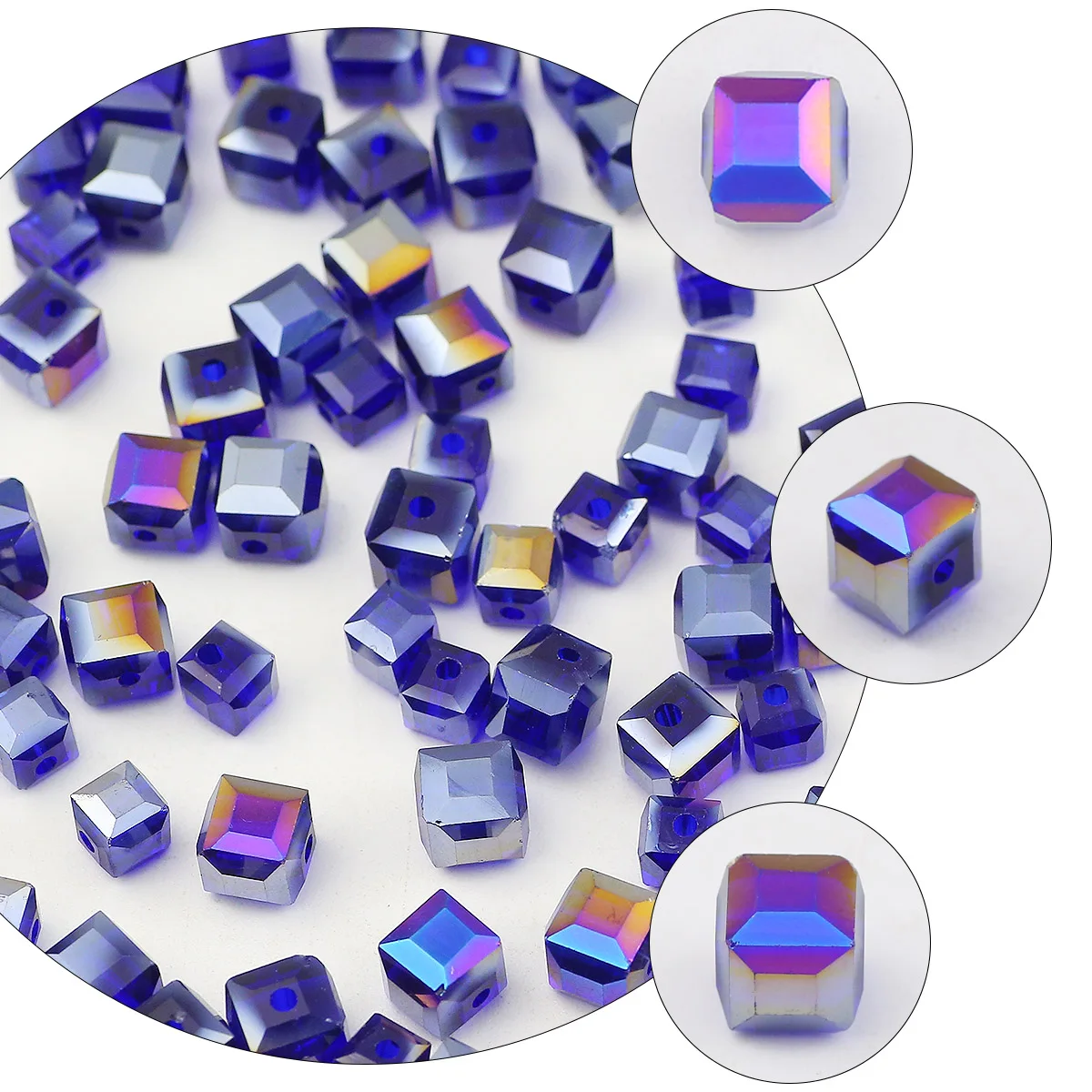 2-7MM Navy Blue Transparent Square Shape Austrian Crystal Loose Beads Spacers For DIY Jewelry Making Bracelet Charms Accessories