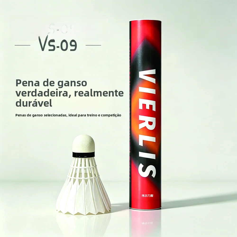 volant-de-badminton-vierlis-master-vs09-en-plumes-d'oie-grande-taille-haute-durabilite-stabilite-de-vol-de-classe-a-qualite-professionnelle
