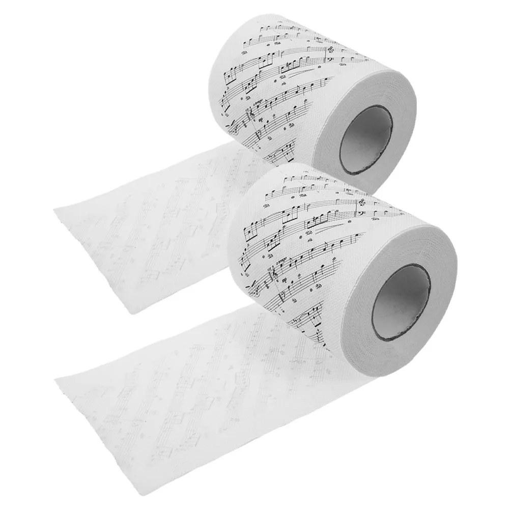 2 Rolls Music Toilet Paper Decorative Musical Note Printed Soft Tissue Roll for Home Office Bathroom Musical Toilet Paper Roll