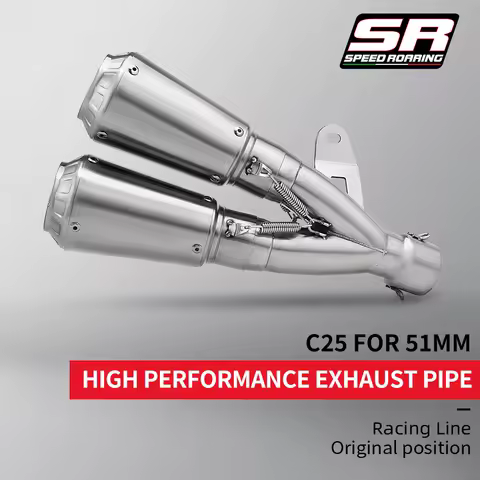 51mm Motorcycle Exhaust Pipe Modified Muffler Double Holes For R25 R3 MT09 ZX4R R6 NC700 CBR500 Z400 Z750 c14 CBR1000 ADV350