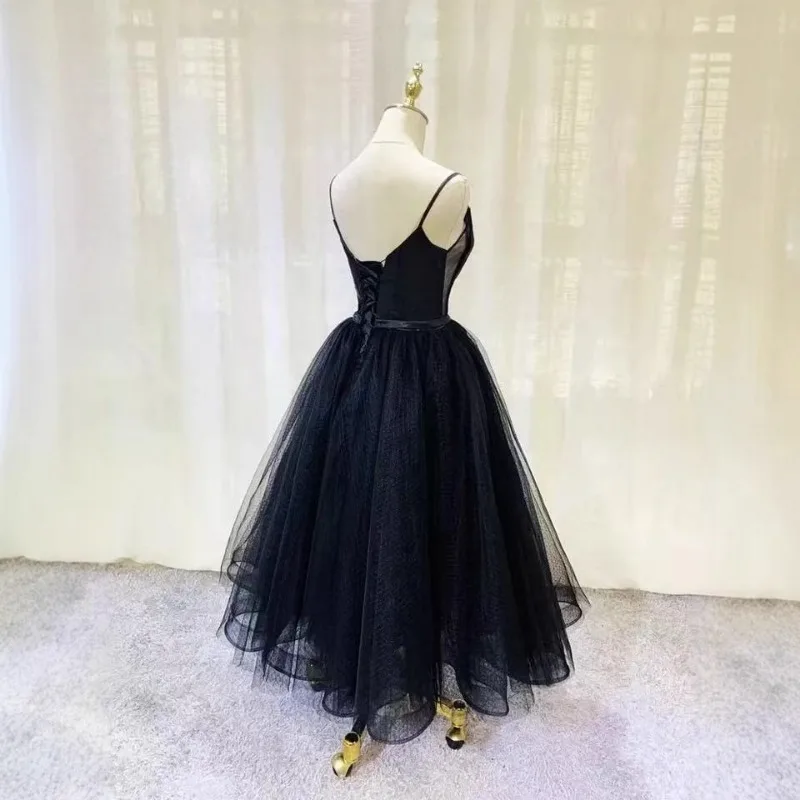 Black Hepburn Style Evening Dress 2025 New Suspender Banquet Temperament High-end One Shoulder Dress for Women To Look Slim