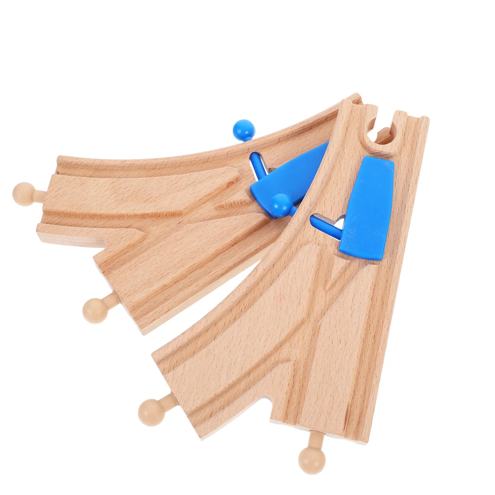 

2Pcs Wooden Track Intersections Train Track Expansion Pieces Interactive Railway Connectors Educational Game