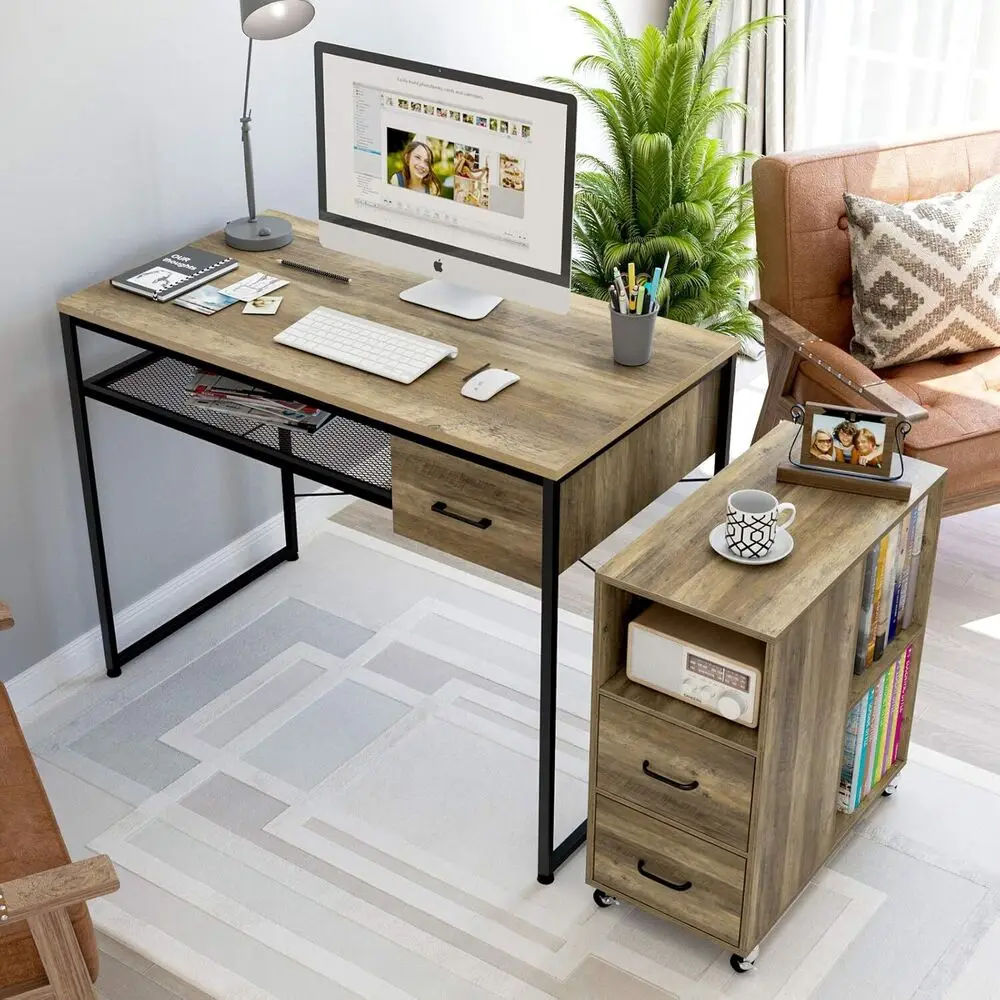 

AuAg 42 Inch Computer Desk with Drawer Study Writing Desk Home Office Workstation