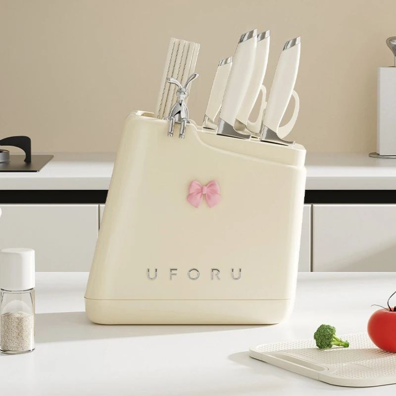 

Cream Household Knife Holder Drain Multi-functional Knife Holder Integrated Spoon Kitchen Supplies Suporte Para Facas XY40DJ