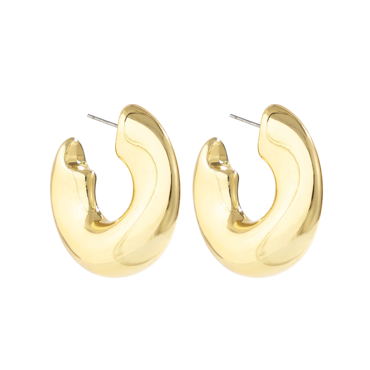 IngeSight.Z Vintage Metal Thick C-shaped Hoop Earrings for Women  Punk Gold Color Hip Hop Earrings Party Jewelry Gift