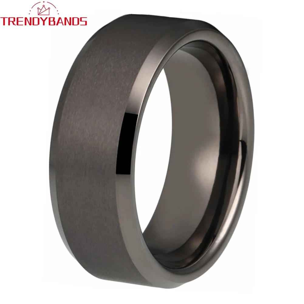 

6mm 8mm Gunmetal Tungsten Finger Wedding Ring Engagement Band for Men Women Fashion Jewelry Comfort Fit