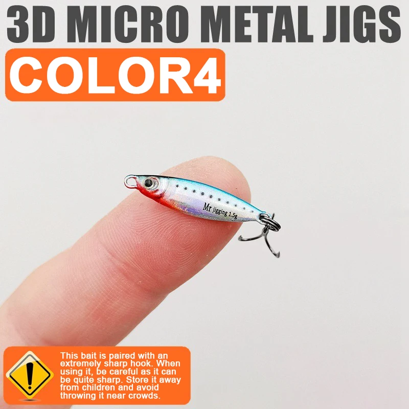 1,5/3/5g Mikro-Metall-Jigköder, Eisenplattenköder, 3D Mini VIB Köder, Gießlöffel, Paillettenköder für Angelzubehör – Detail 12
