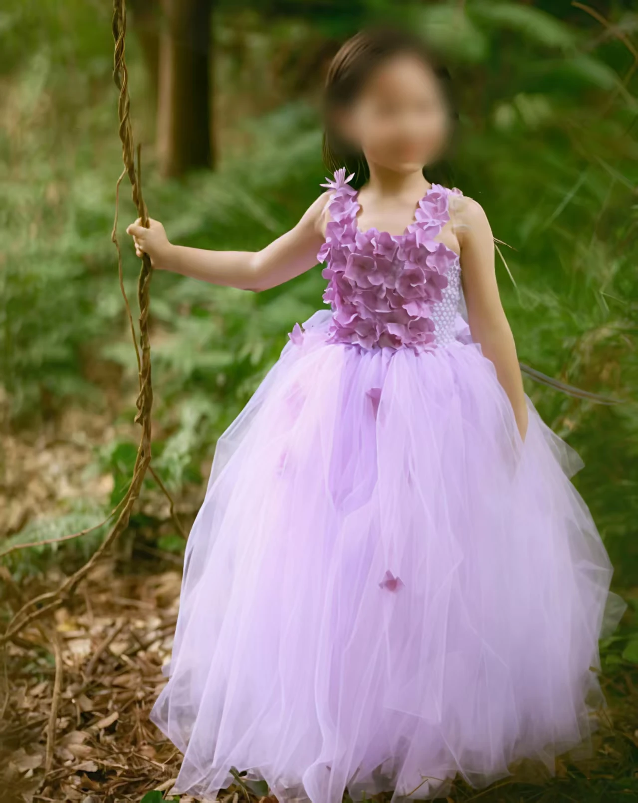 Girls Green Flower Petals Tutu Dress Baby Crochet Tulle Dress with Headband Kids Birthday Christmas Party Costume Evening Dresse