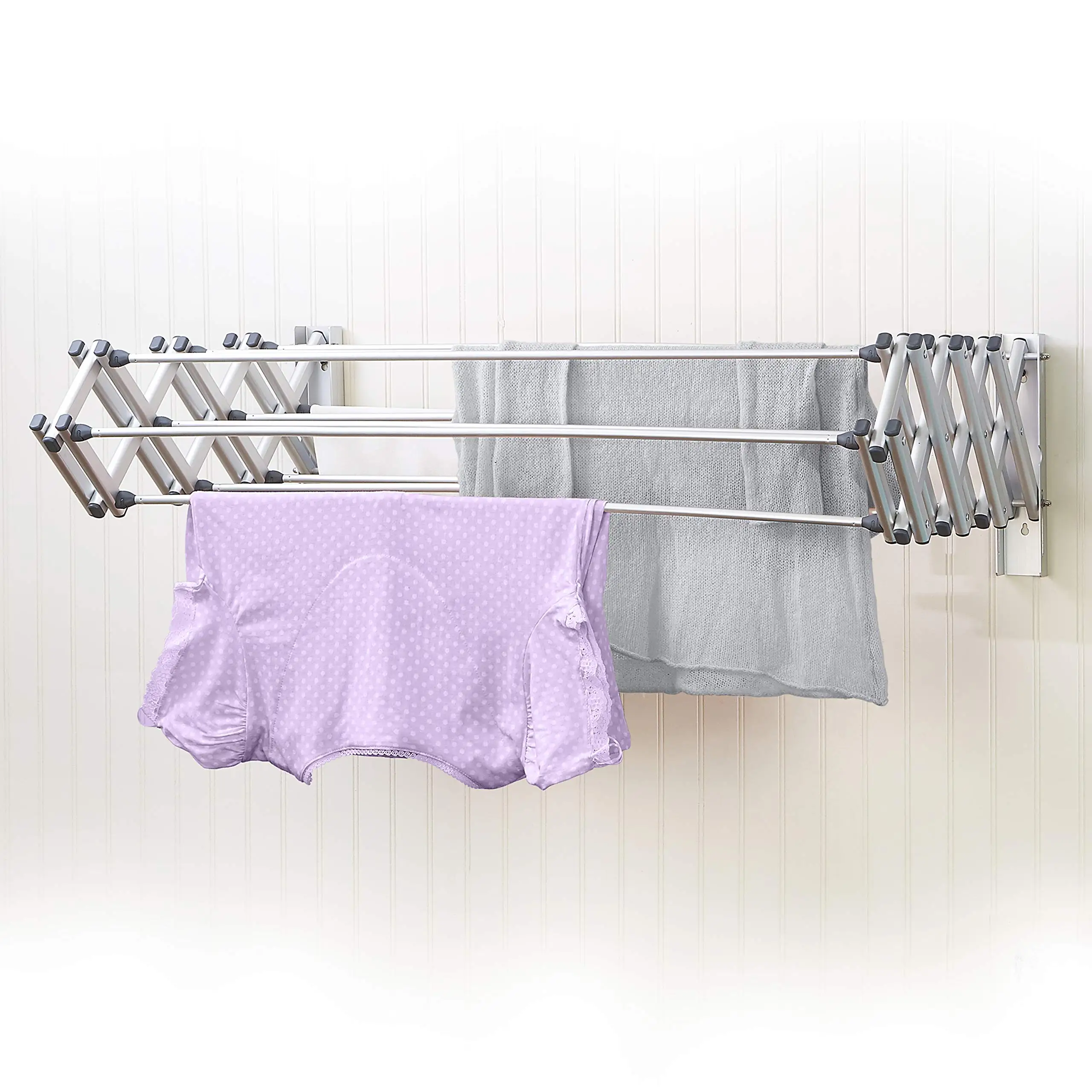 

Aluminum 27 Inch Collapsible Wall Mounted Clothes Drying Rack Space Saving Retractable