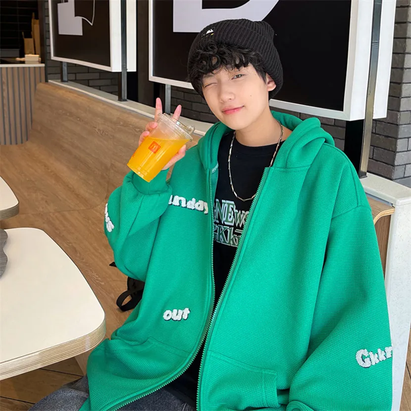 

Новый повседневный кардиган-толстовка с капюшоном для подростков, весна-осень, с вышивкой, мужской, свободного кроя, с принтом, удобный топ