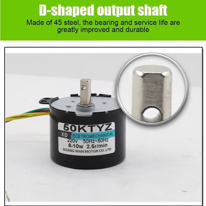 Permanente magneet AC synchrone motorreductor 1 RPM 2,5 RPM 50KTYZ snelheidsreductiemiddel langzame snelheid metalen reductiemotor voor industrieel gebruik