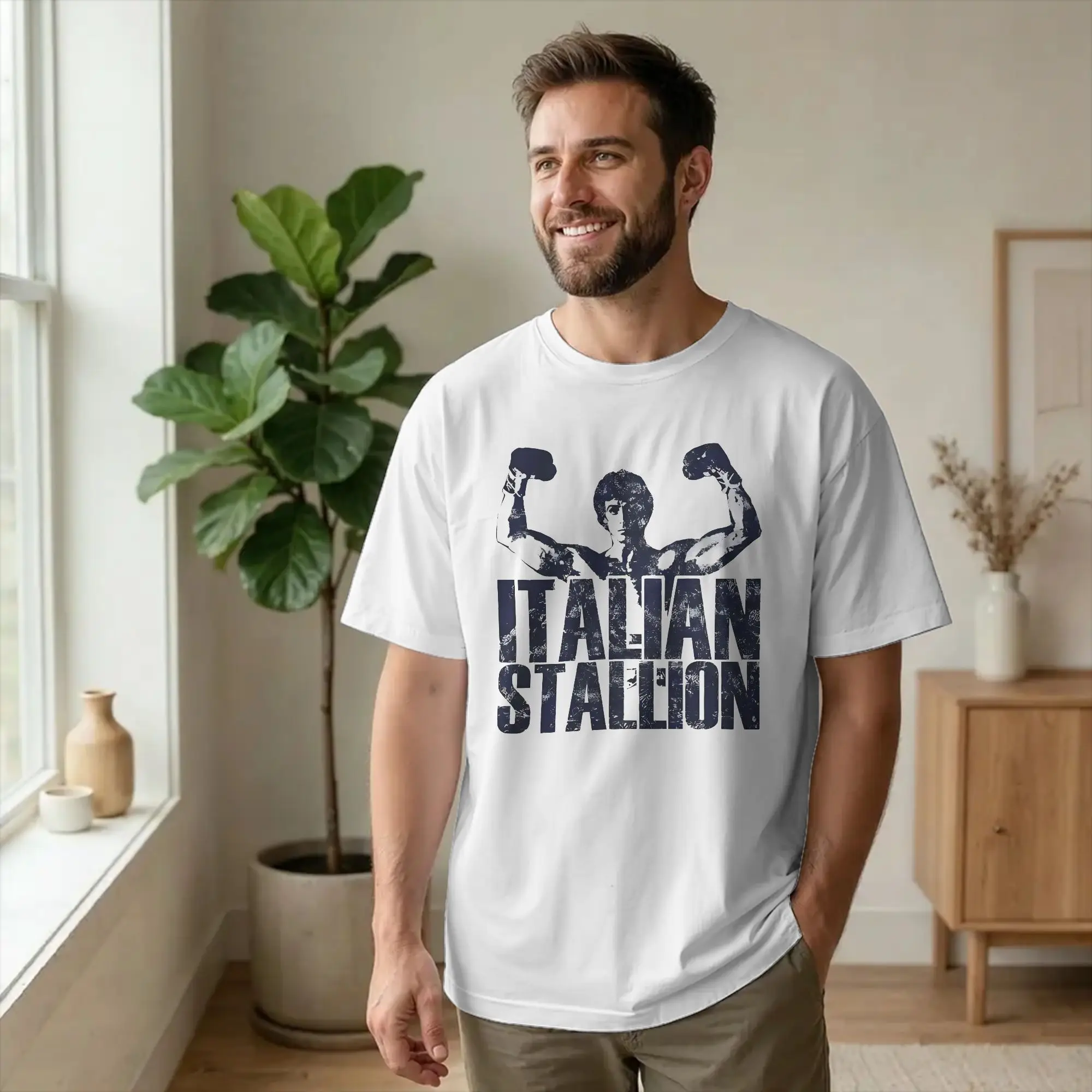 Men Rockys Italian Stallion Horse T Shirt Boxing Movie Cotton Clothes Vintage Short Sleeve O Neck Tees Adult T-Shirt