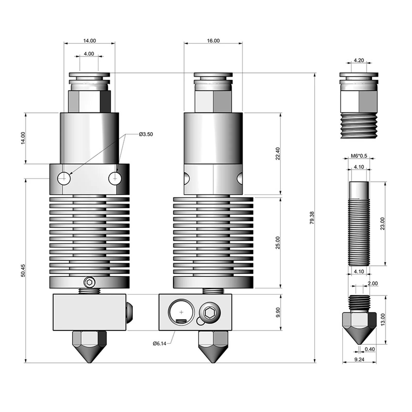 Accessoires d'imprimante 3D adaptés à la CR-10S Creality 3D Pro Red Round religions Extruder Hot End 24V