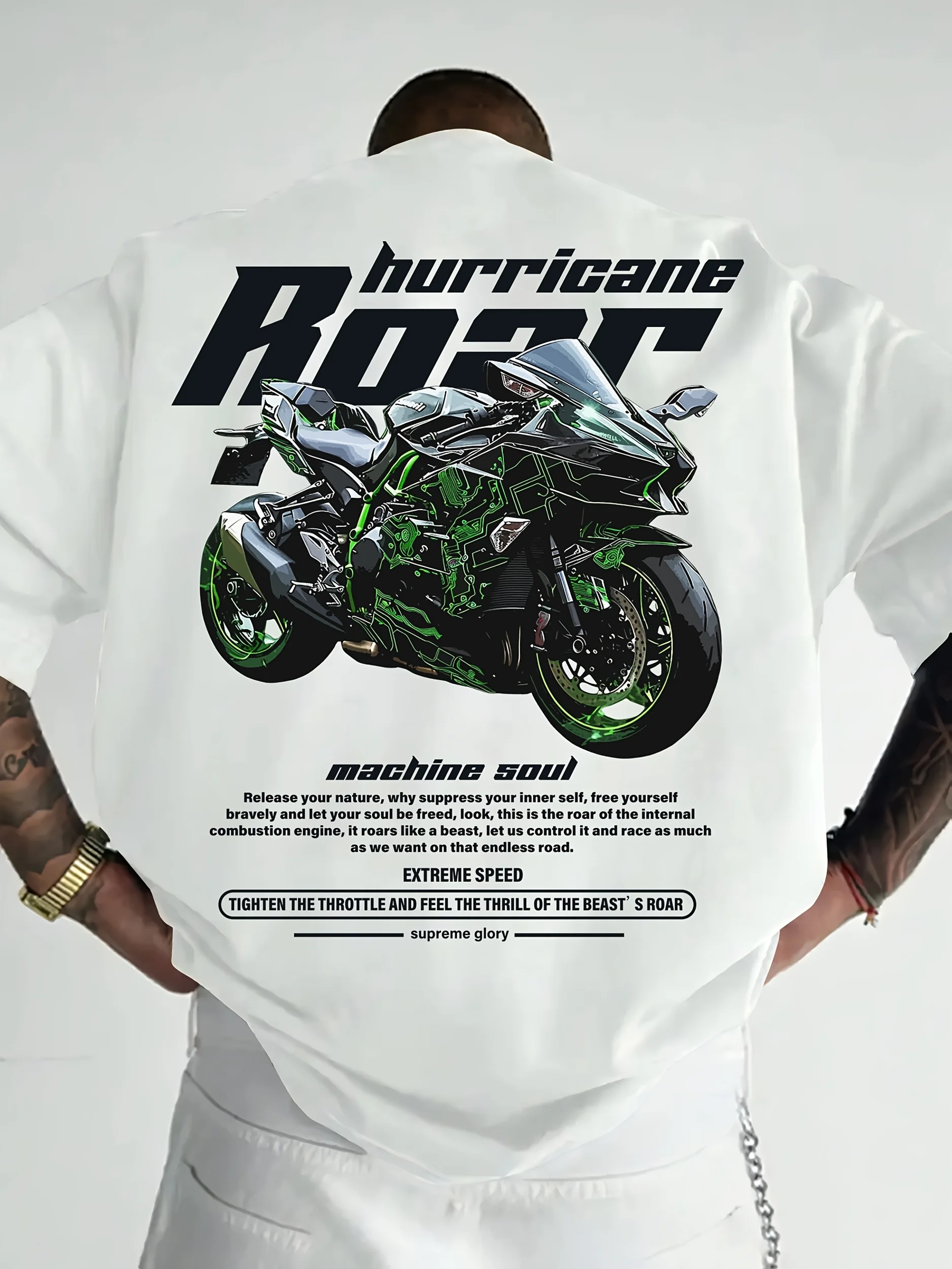 

Мужская повседневная уличная футболка в стиле Y2K с коротким рукавом и принтом на тему мотоциклов