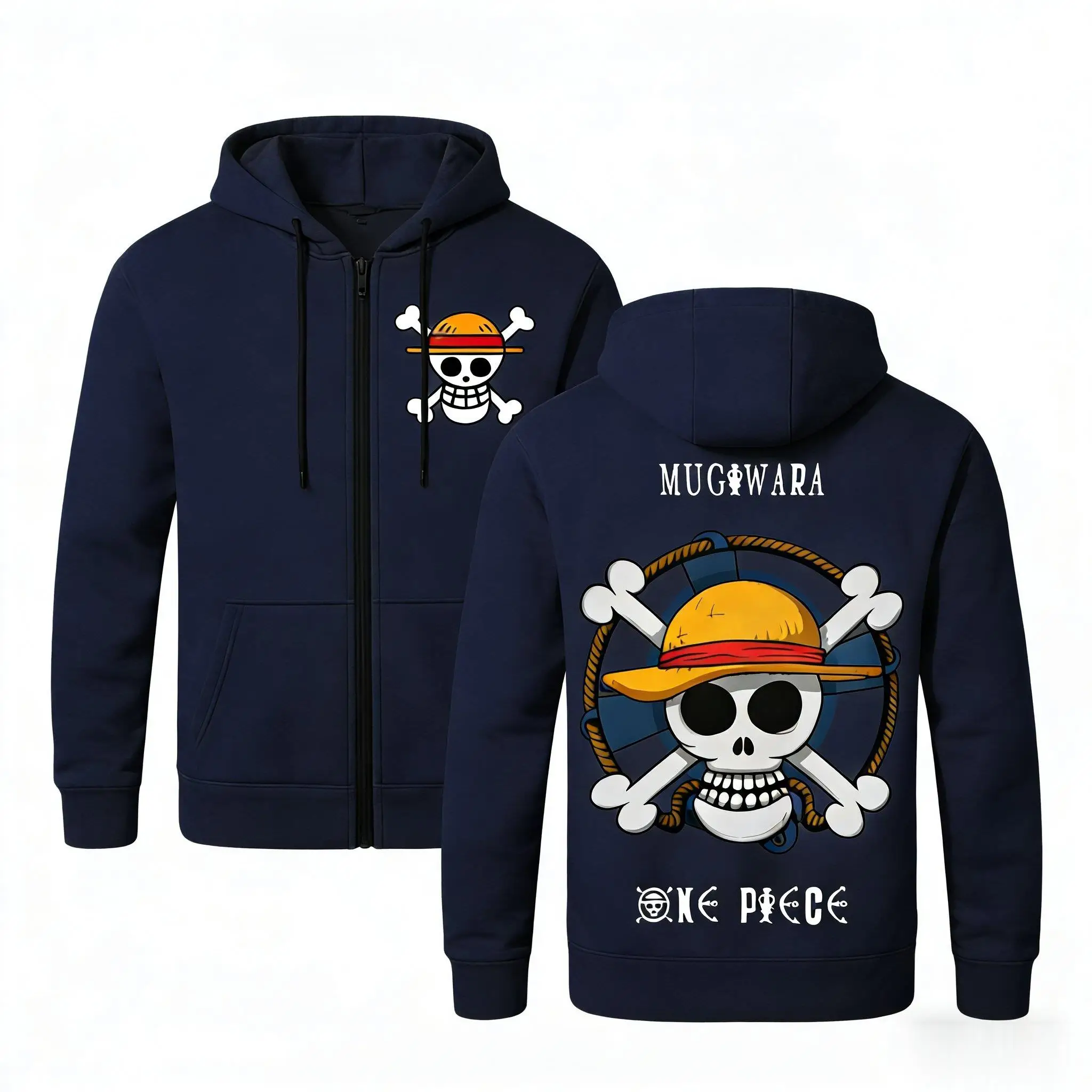 One Piece Strohhut Crew Anime Hoodie Männer Frauen Zip Up Sweatshirt 2026 Winter Casual Streetwear Baumwolle Pullover Cosplay Y2k Tops