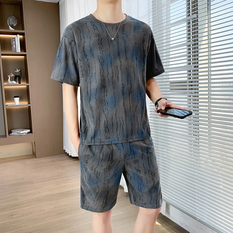 

Men Tracksuit Casual Joggers Sportswear T-shirt and Shorts 2 Piece Sets Hip Hop Running Sports Suit Mens Clothes Summer New