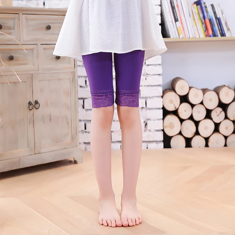 Cute Sweet Kids Solid Cotton Five Point Shorts Available In Multiple Colors Lace Frill Edge Soft Elastic Breathable Knit Bottoms