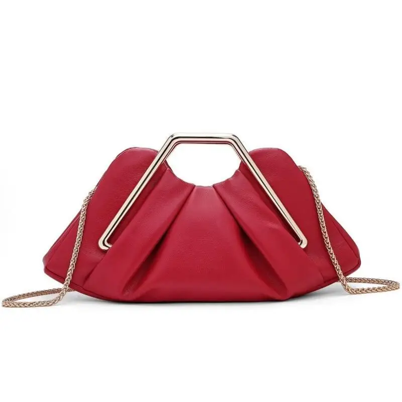 حقيبة يد للسيدات من JW PEI خفيفة فاخرة من الجلد الناعم بإطار معدني مطوي ومقبض هندسي وتصميم متخصص حقيبة عصرية للتنقل