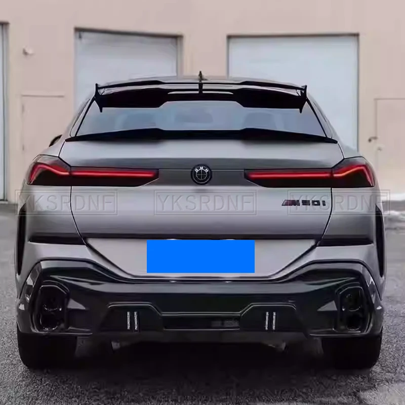 

For BMW X6 X6M G06 F96 2020 21 22 23 Carbon Fibe Car Rear Roof Window Trunk Lid Spoiler Wings Black Exterior Tuning Accessories