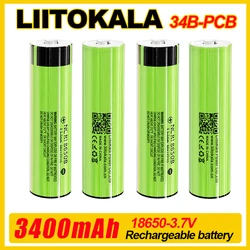 1-24pcs LiitoKala 34B-PCB 3.7V 18650 3400mah NCR18650B Lithium Rechargeable Battery For Flashlight batteries