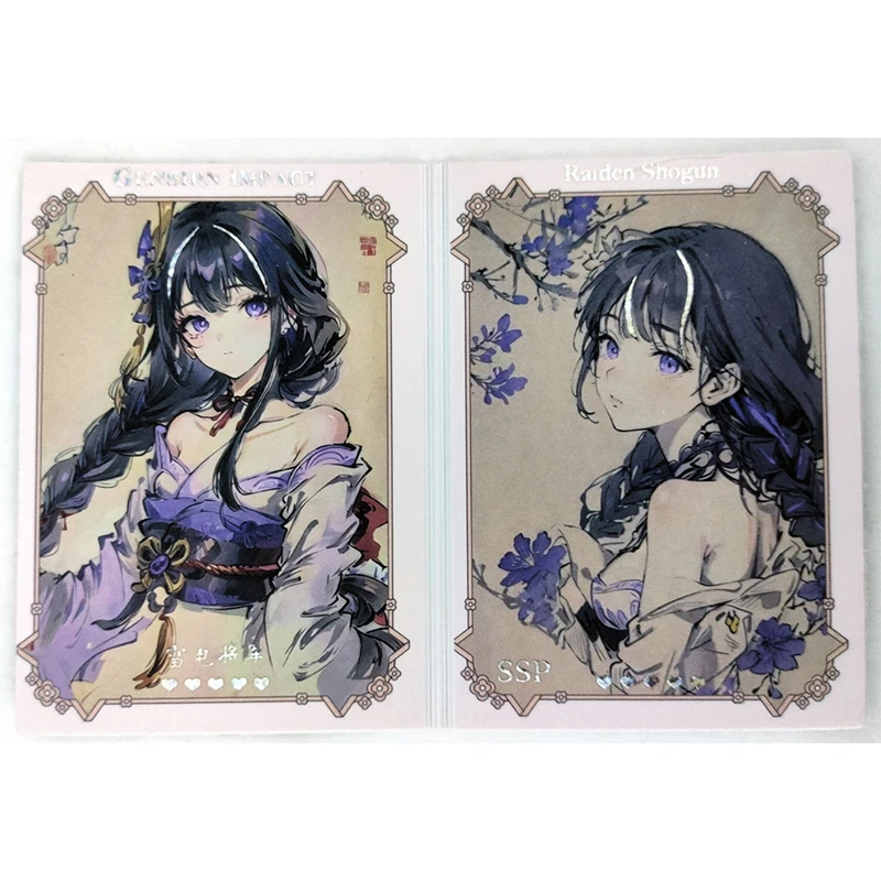 Anime Goddess Story Raiden Shogun Yae Miko Kamisato Ayaka Two-Fold Card Collector Cards Christmas Birthday Gifts Children's Toy